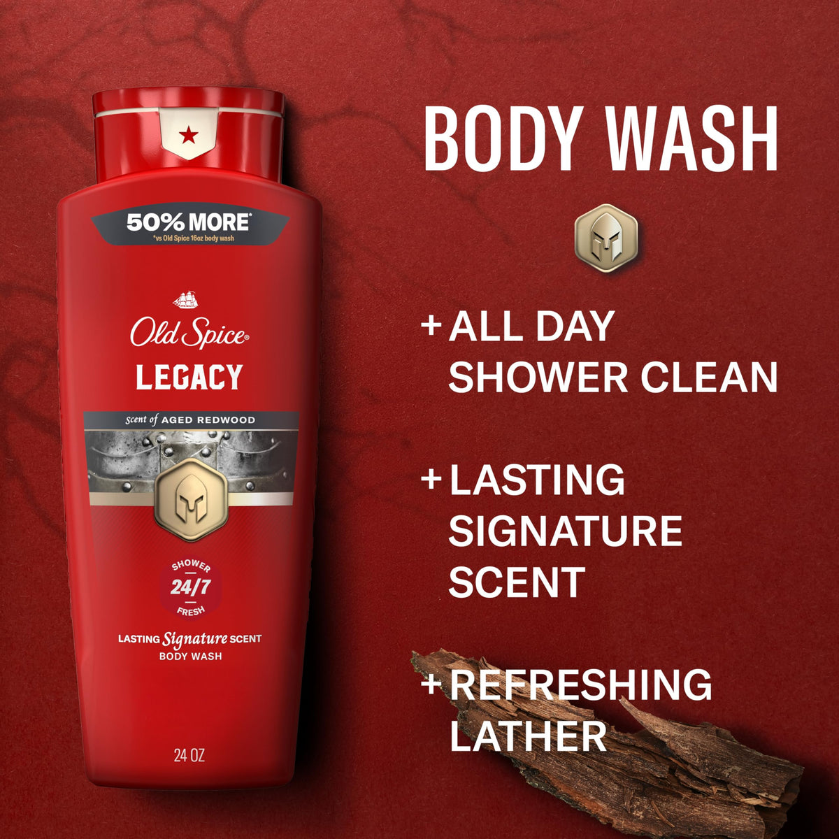 Old Spice bottle angled to reveal scent notes and product details for layering
