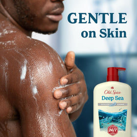 Old Spice bottle on shower shelf demonstrating convenient everyday access