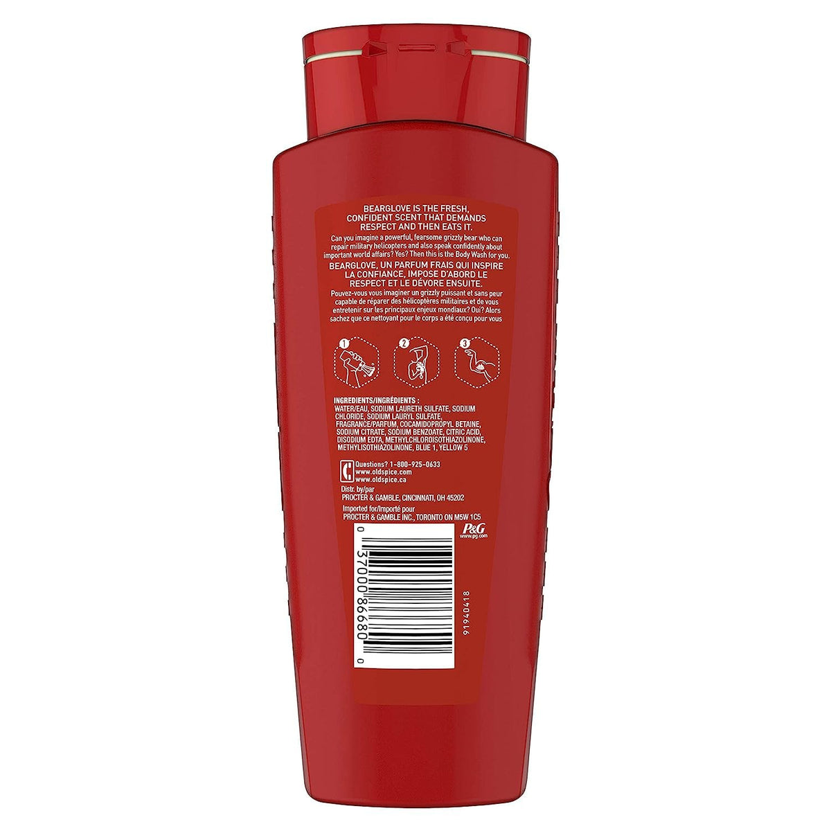 Old Spice label detail close-up highlighting ingredients and scent description benefit