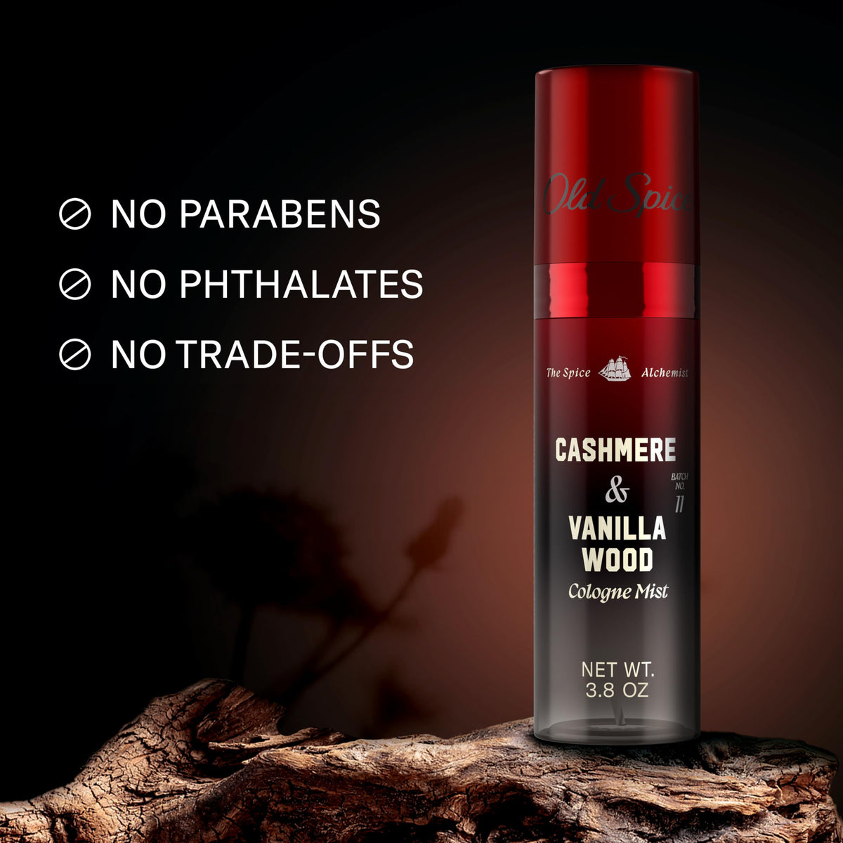 Old Spice bottle side label texture highlighting collection branding for premium feel benefit
