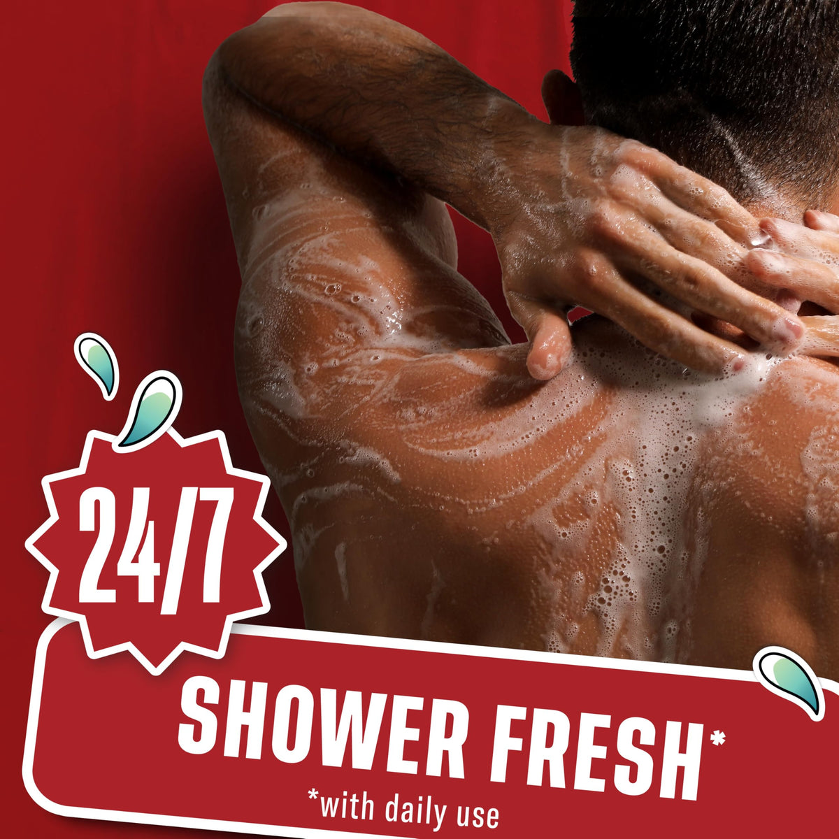 Old Spice Broseidon creamy lather on hand demonstrating effective cleansing