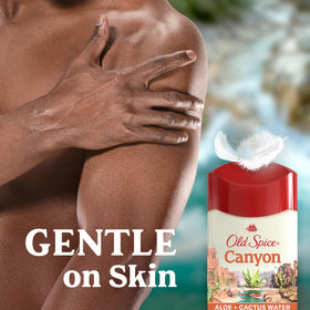 Old Spice Canyon placed on a bathroom counter to illustrate morning grooming convenience