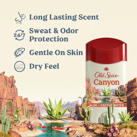 Old Spice Canyon stick twist-up detail demonstrating easy application and dry feel