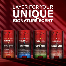 Old Spice cap and base detail emphasizing sturdy packaging and convenience benefit