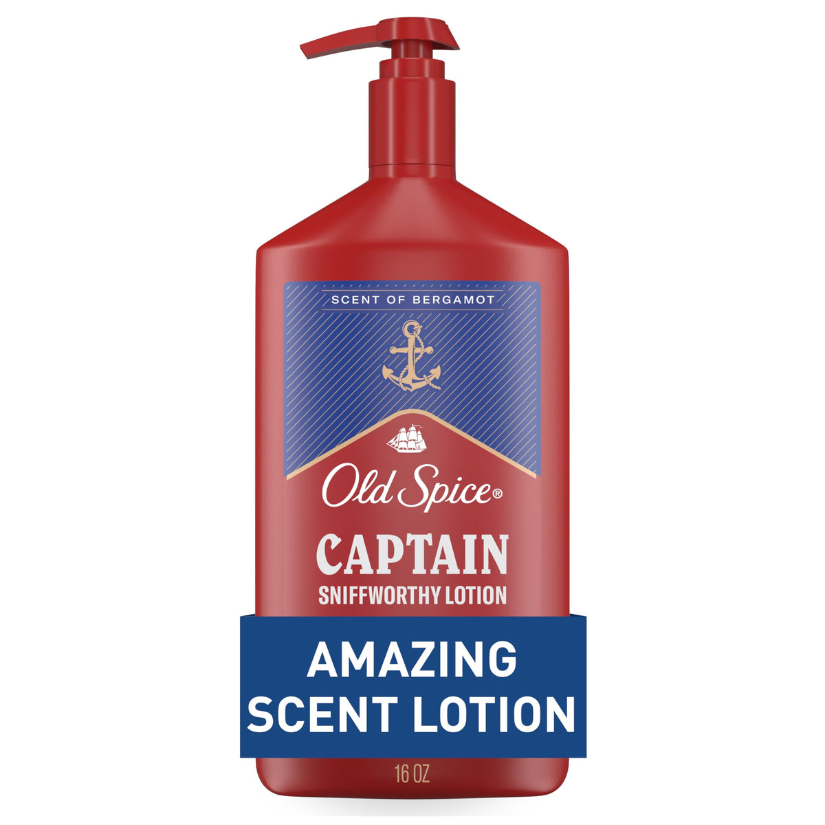 Old Spice Captain front label showing 16 oz and scent details, conveys confidence