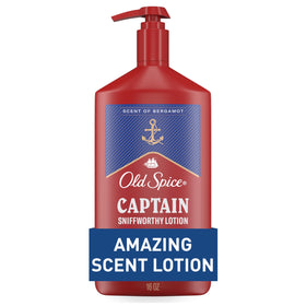 Old Spice Captain front label showing 16 oz and scent details, conveys confidence