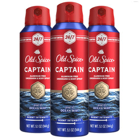 Old Spice Captain front packaging showing bold scent and aluminum-free benefit