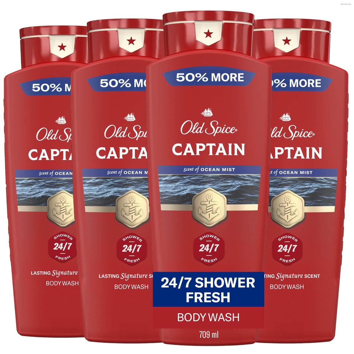 Old Spice Captain front packaging showing bold red bottle and label for easy identification