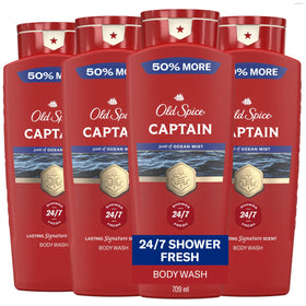 Old Spice Captain front packaging showing bold red bottle and label for easy identification