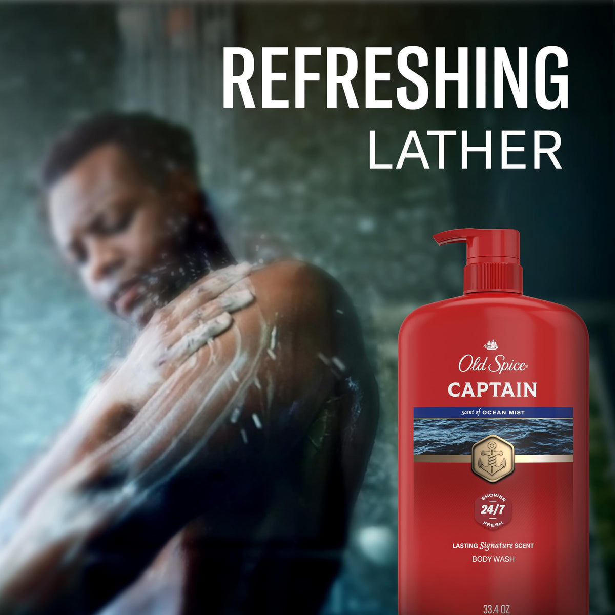 Old Spice Captain label and ingredient panel showing product information and scent notes