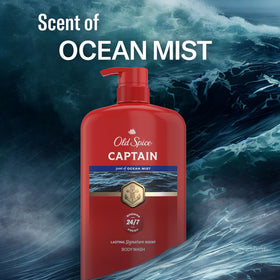 Old Spice Captain lifestyle image near ocean or beach evoking bergamot and marine freshness