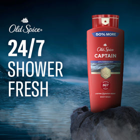 Old Spice Captain pump dispensing rich lather for effective daily cleansing