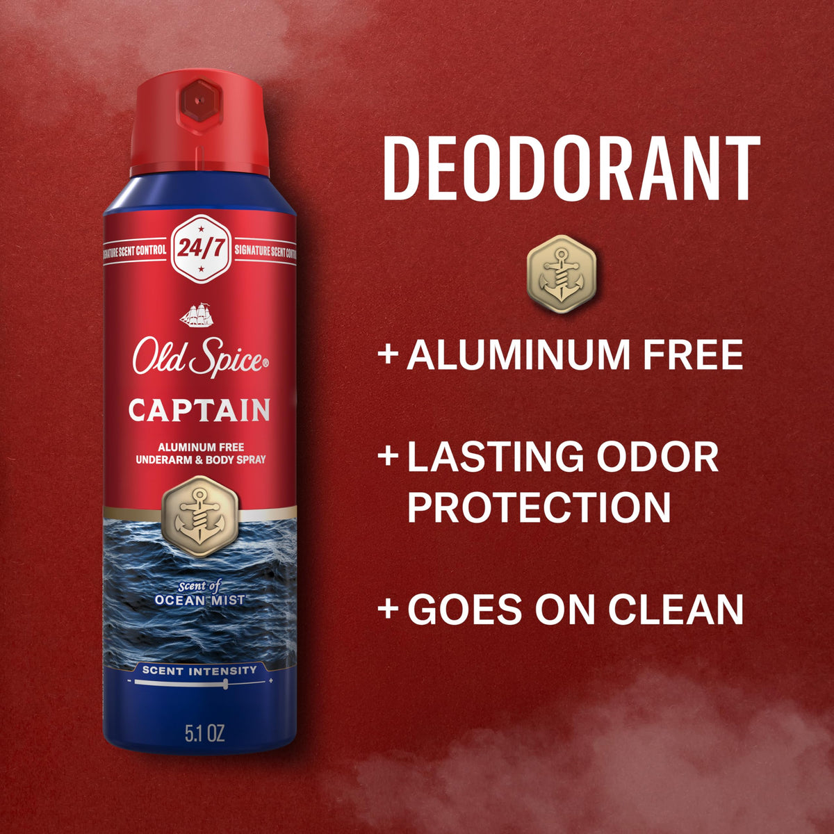 Old Spice Captain side label with ingredient list and easy-application details