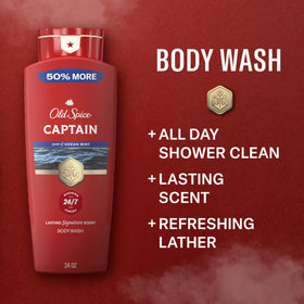 Old Spice Captain side label with ingredients visible, helping shoppers check contents