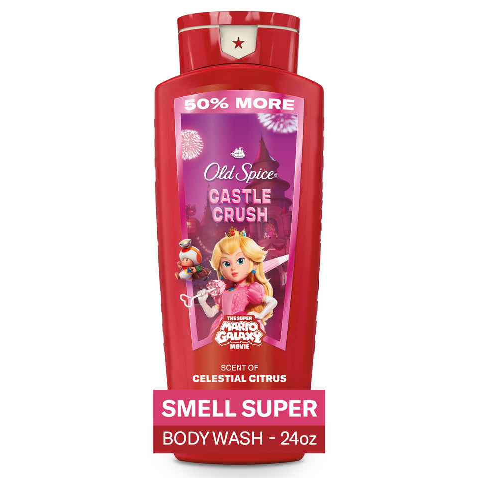 Old Spice Castle Crush front packaging showing bottle and branding benefit: collectible design