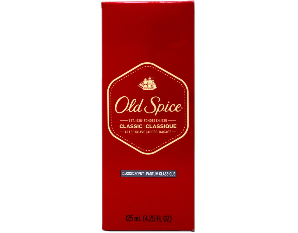 Old Spice after shave glass bottle close-up highlighting durable packaging benefit