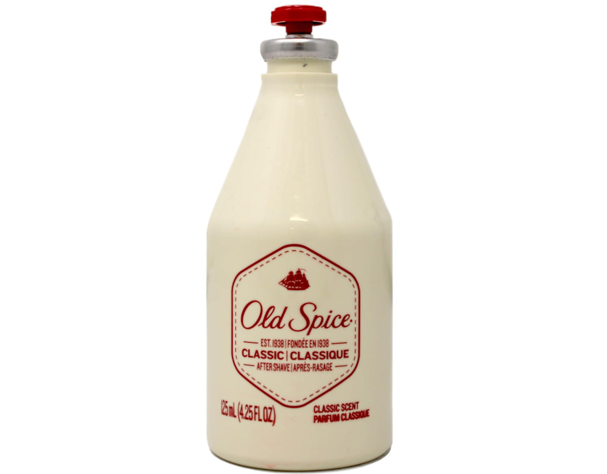Old Spice after shave pouring into palm demonstrating easy splash-on application