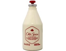 Old Spice after shave pouring into palm demonstrating easy splash-on application
