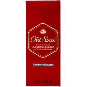 Old Spice bottle front packaging showing Classic design and convenience