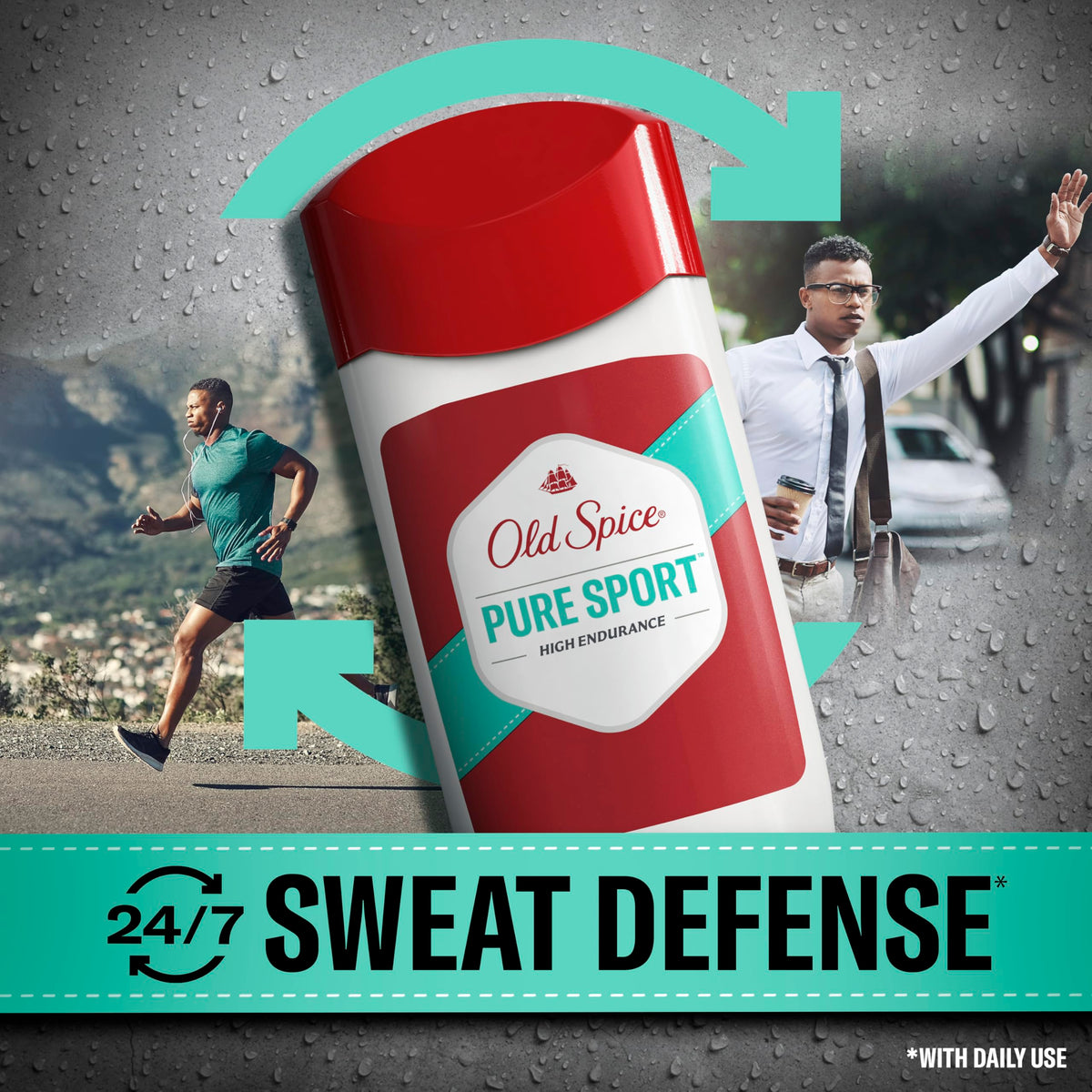 Old Spice applying clear formula on skin for discreet wetness control benefit
