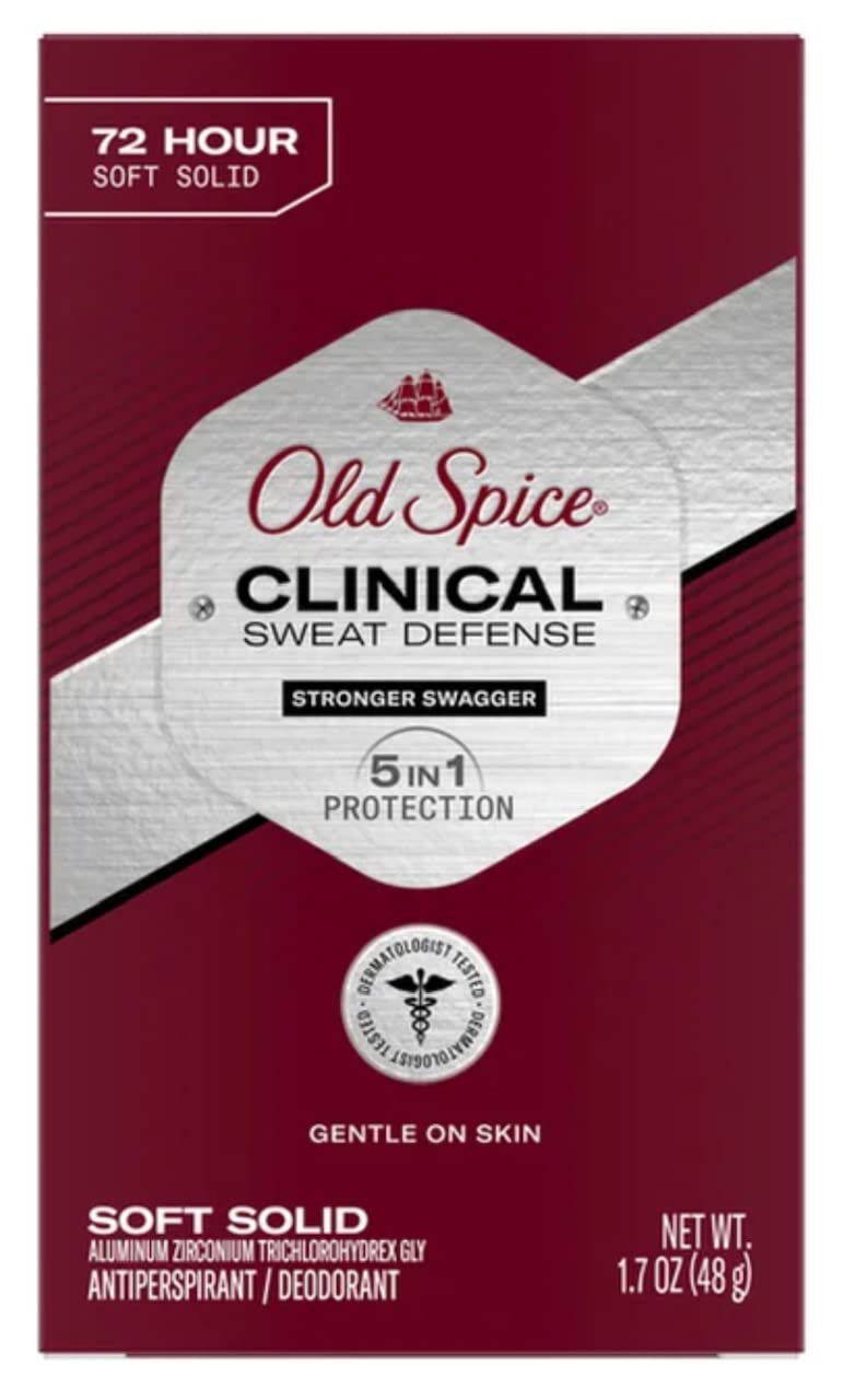 Old Spice Clinical front packaging showing 72-hour protection benefit