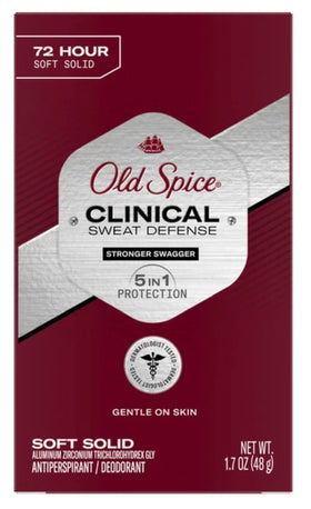 Old Spice Clinical front packaging showing 72-hour protection benefit