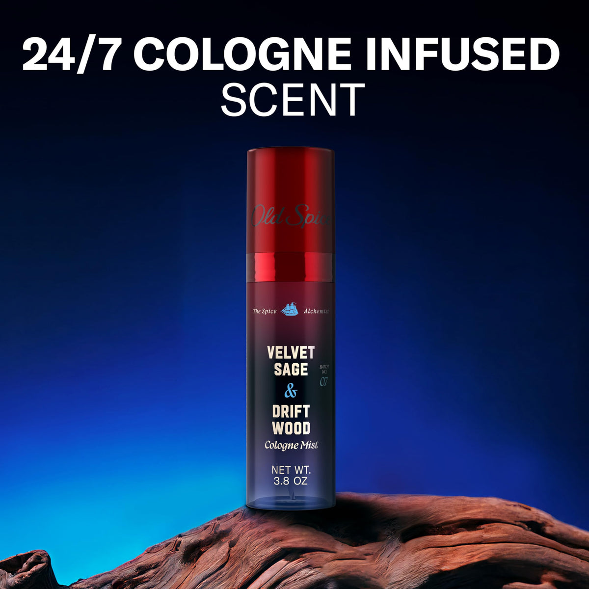 Old Spice closeup atomizer and cap highlighting smooth spray and convenience
