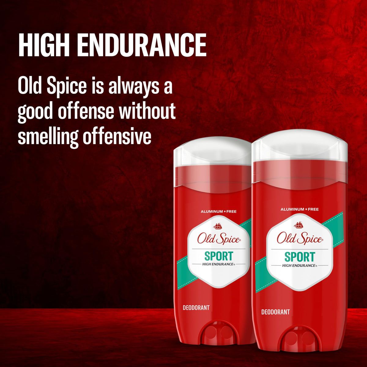 Old Spice next to clothing showing reduced white marks and stain-minimizing benefit