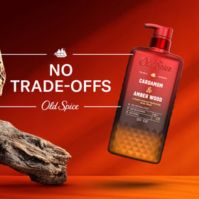 Old Spice collection displayed with deodorant and cologne mist for layering benefit