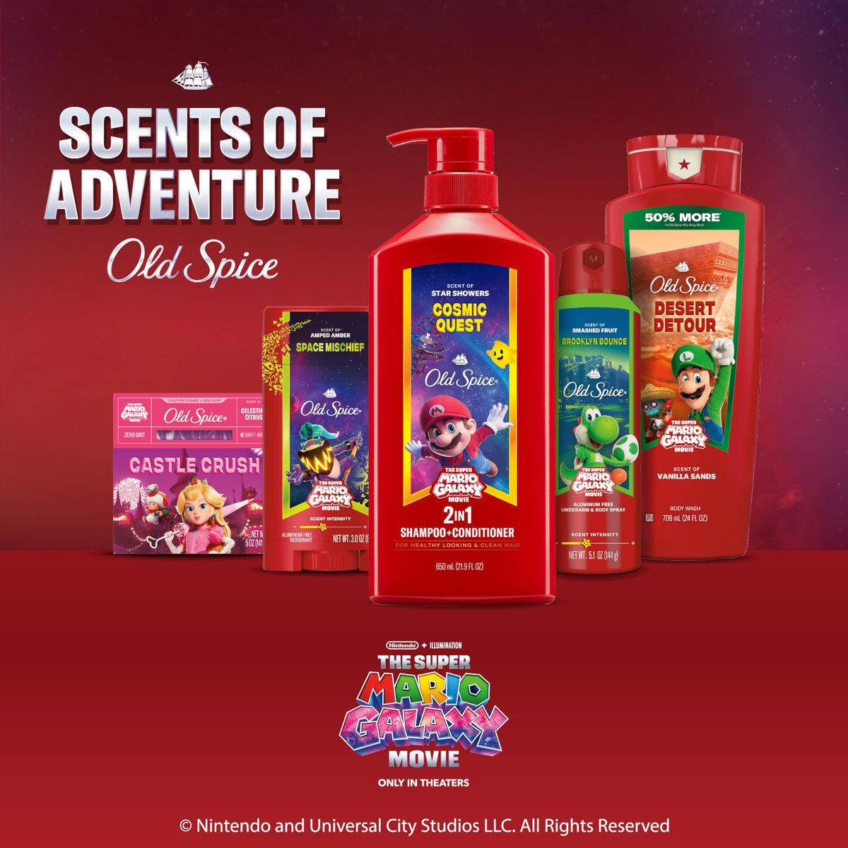 Old Spice x Super Mario Galaxy Movie artwork highlighting collectible design