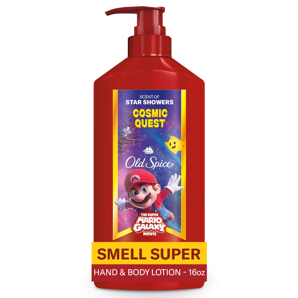 Old Spice Cosmic Quest front bottle showing label and pump for easy dispensing