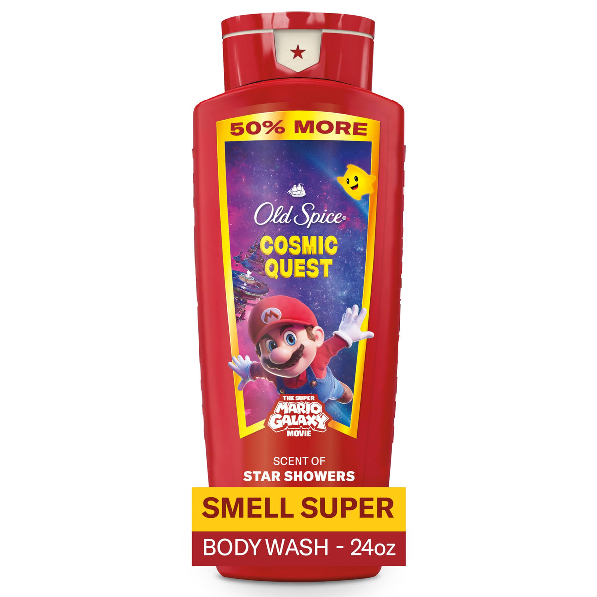 Old Spice Cosmic Quest front bottle showing Star Showers scent and bold packaging benefit