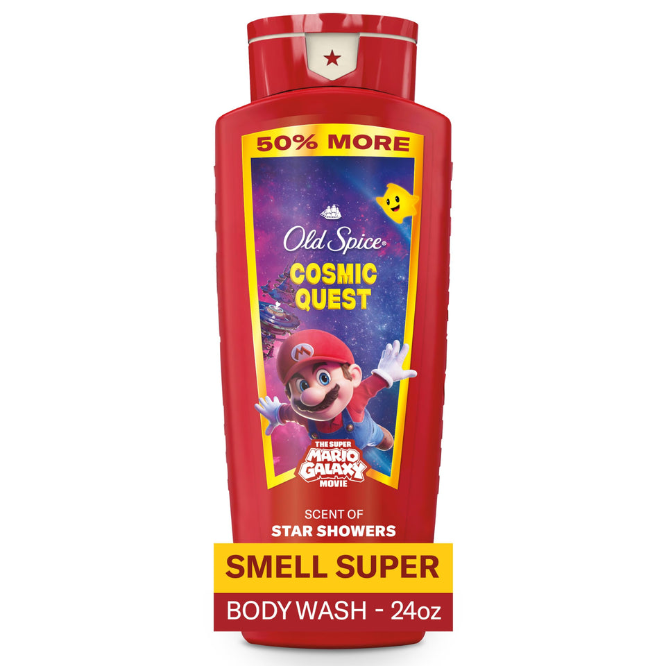 Old Spice Cosmic Quest front bottle showing Star Showers scent and bold packaging benefit