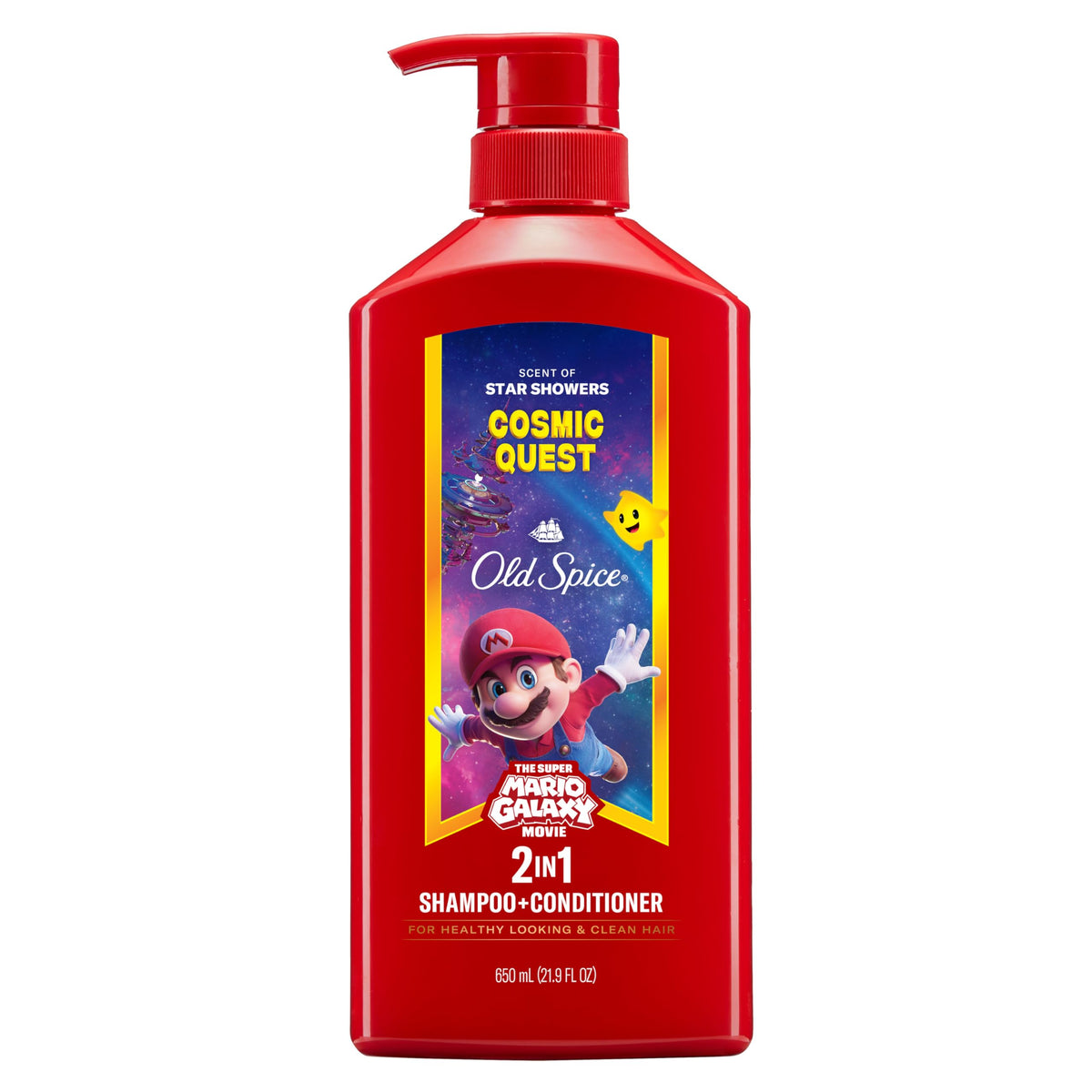 Old Spice bottle front showing Cosmic Quest label and bold scent