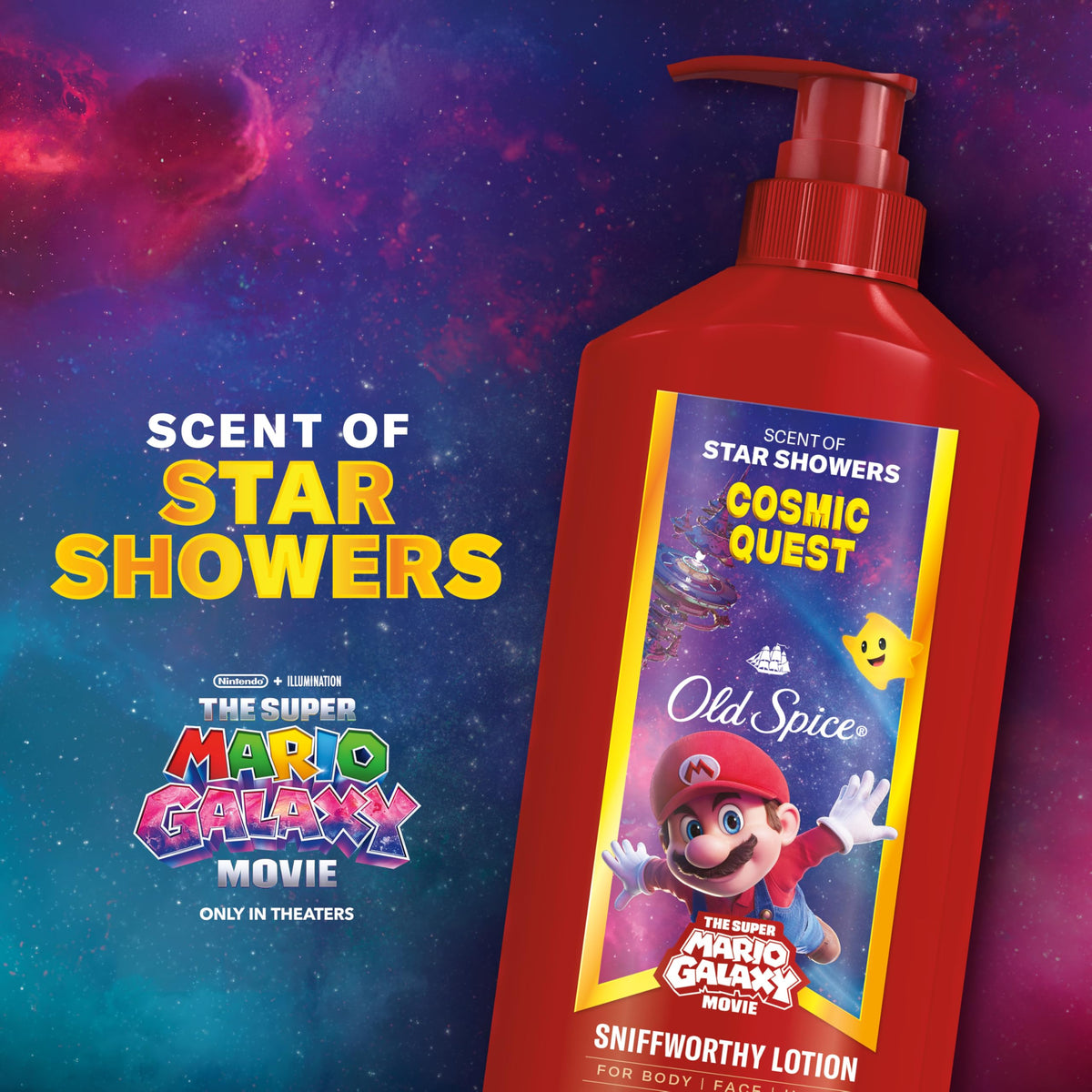 Old Spice Cosmic Quest lotion texture close-up demonstrating lightweight absorption