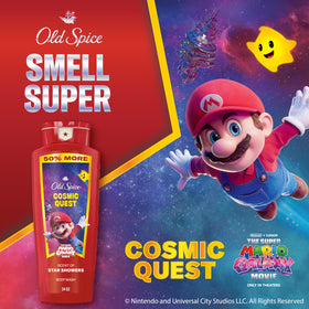 Old Spice Cosmic Quest pump and cap detail highlighting easy dispensing benefit