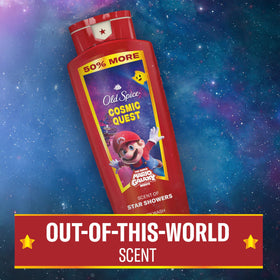 Old Spice Cosmic Quest staged with Old Spice deodorant and spray for layered-fragrance benefit