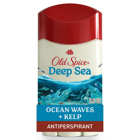 Old Spice front packaging showing Deep Sea scent and long-lasting protection