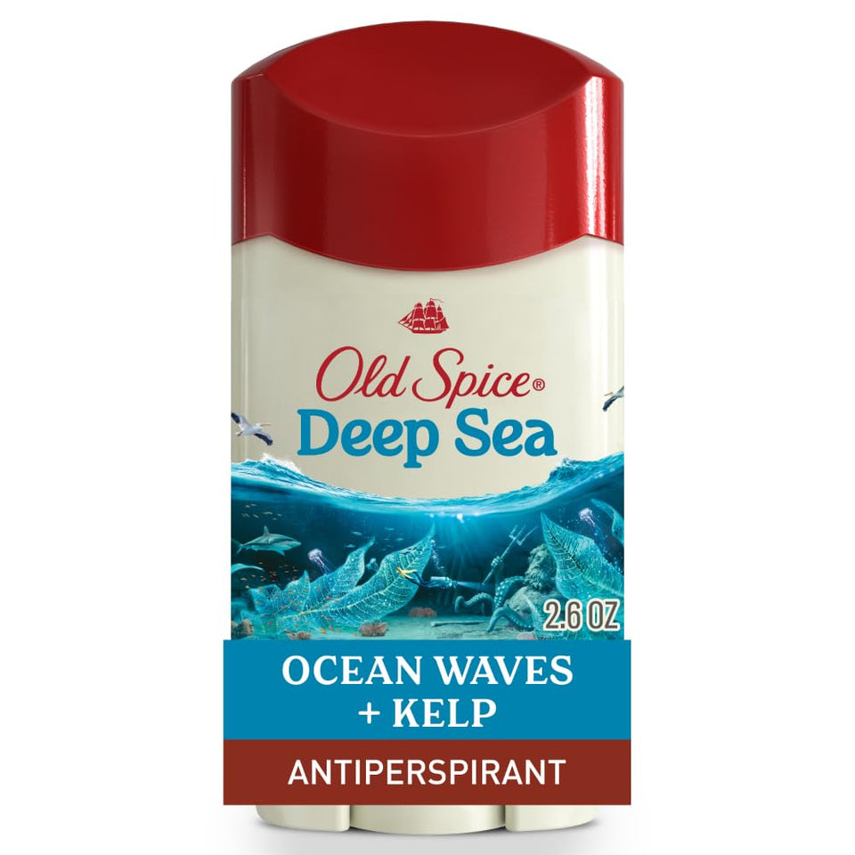 Old Spice front packaging showing Deep Sea scent and long-lasting protection