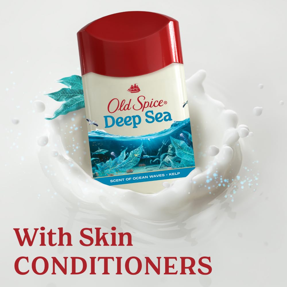 Old Spice label and ingredient panel showcasing skin conditioners benefit