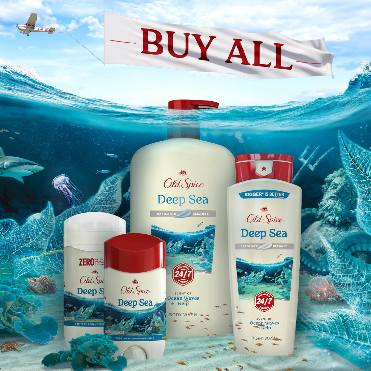 Old Spice placed on bathroom counter in lifestyle scene implying daily routine readiness