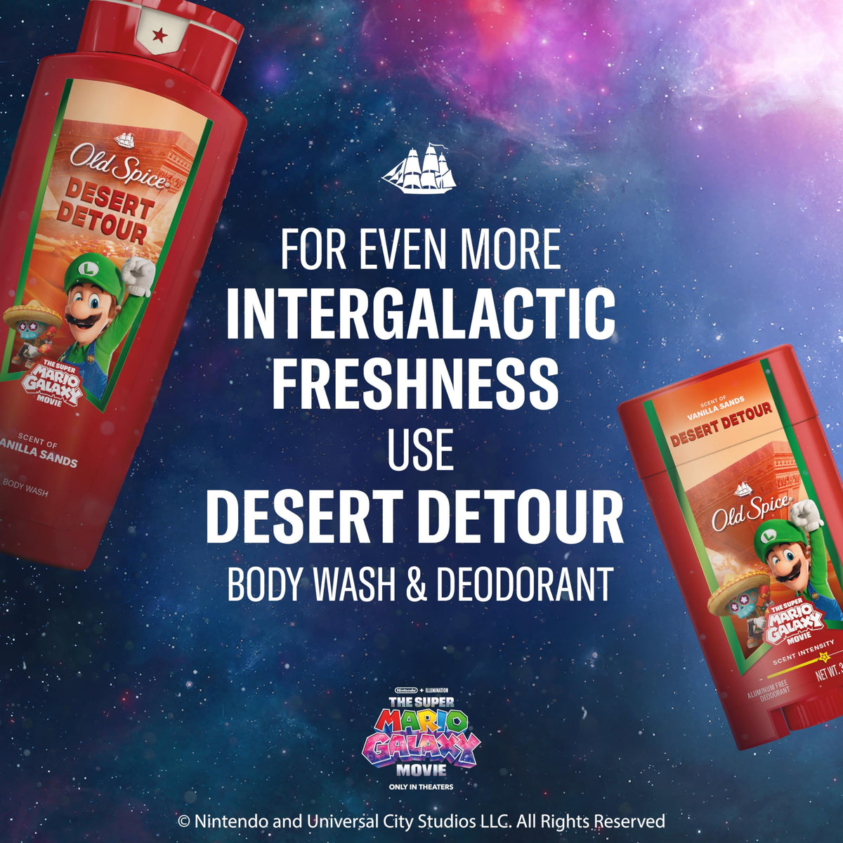 Old Spice Desert Detour beside matching Old Spice wash and shampoo