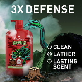 Old Spice Dragonblast back label ingredients and directions for clear product information