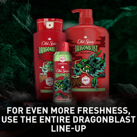 Old Spice Dragonblast cap top detail showing secure closure and bathroom durability