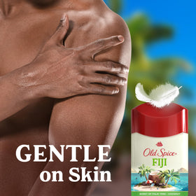 Old Spice open stick being applied with a quick-dry, non-greasy finish