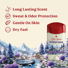 Old Spice stick open demonstrating smooth application and quick-dry benefit