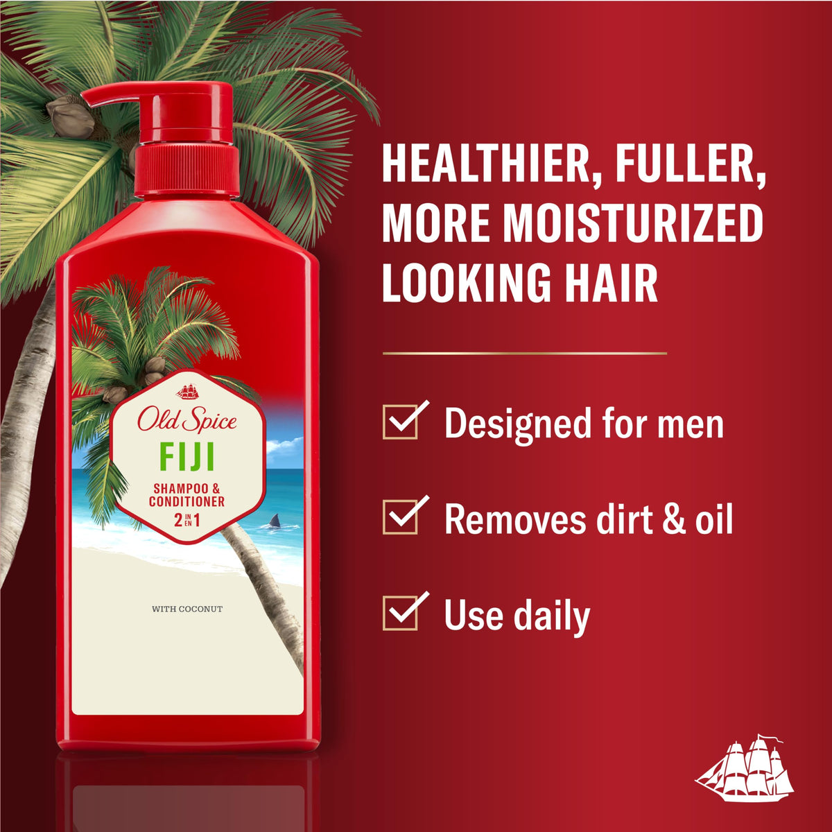 Old Spice Fiji back label close-up with ingredients list and usage, brand clarity