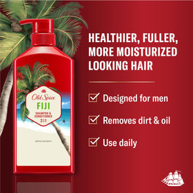 Old Spice Fiji back label close-up with ingredients list and usage, brand clarity