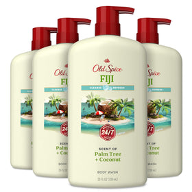 Old Spice Fiji front bottle view showing label and tropical scent benefit