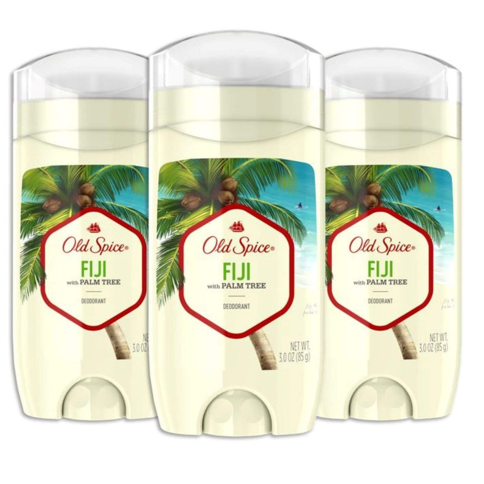 Old Spice Fiji front packaging showing scent and aluminum-free benefit